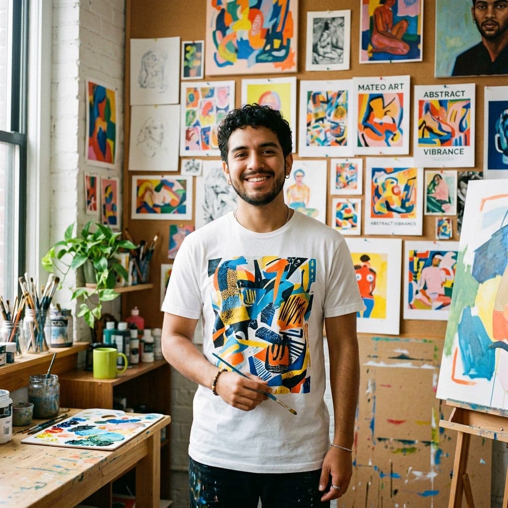 Creador con una camiseta impresa personalizada
