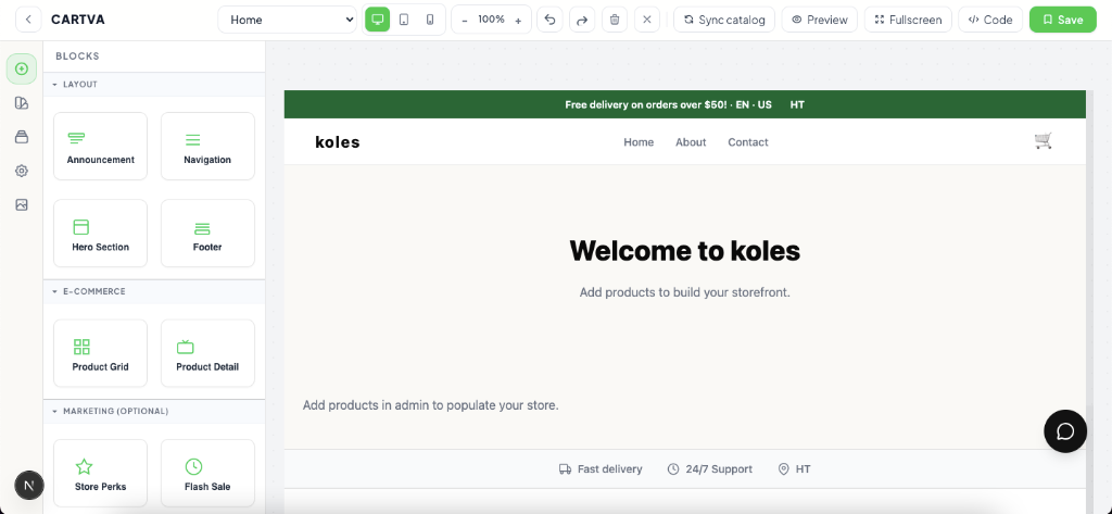 Customize sections